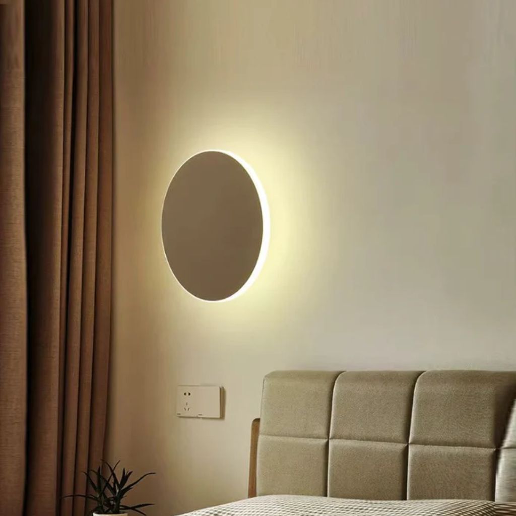LED Circular Wall Sconce with Backlight Halo – Aluminum & Acrylic Fixture for Hallway, Bedroom, Living Room | Modern Indoor Lighting | Thomler