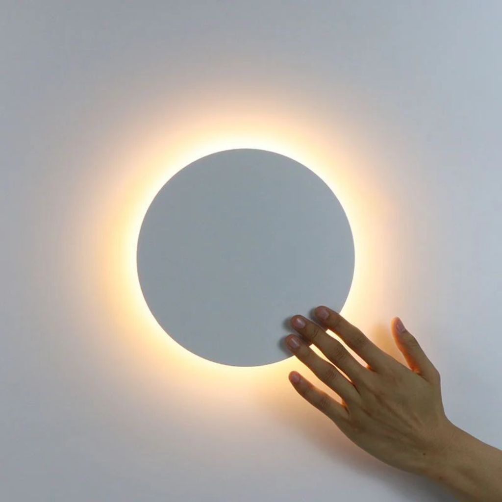 LED Circular Wall Sconce with Backlight Halo – Aluminum & Acrylic Fixture for Hallway, Bedroom, Living Room | Modern Indoor Lighting | Thomler