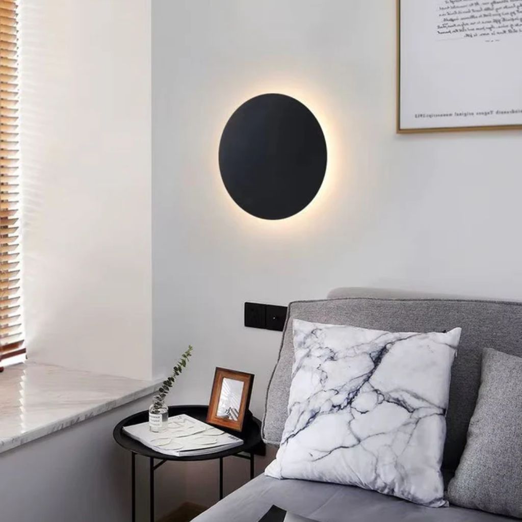 LED Circular Wall Sconce with Backlight Halo – Aluminum & Acrylic Fixture for Hallway, Bedroom, Living Room | Modern Indoor Lighting | Thomler