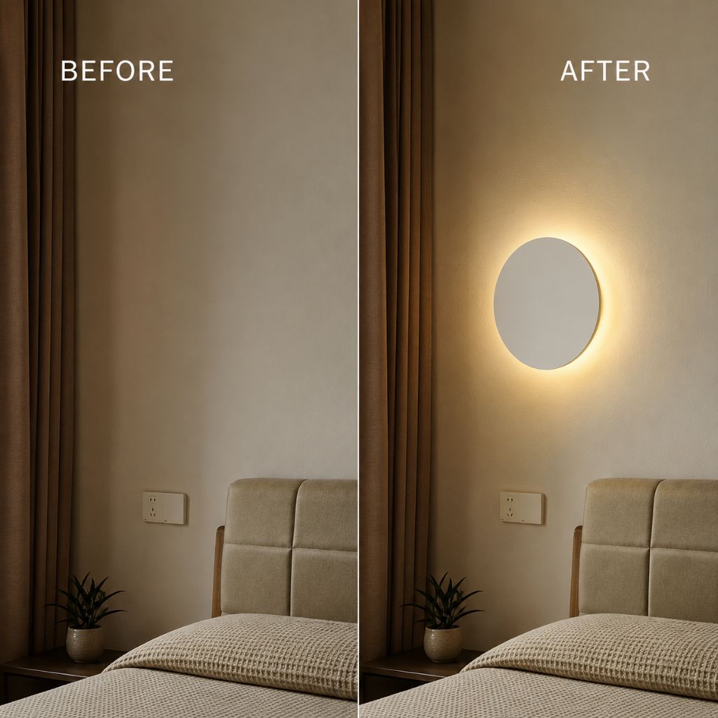LED Circular Wall Sconce with Backlight Halo – Aluminum & Acrylic Fixture for Hallway, Bedroom, Living Room | Modern Indoor Lighting | Thomler