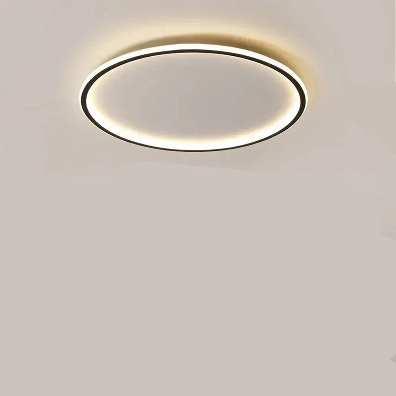 Round LED Flush Mount Ceiling Light — Modern Minimalist Design in Black, White & Gold Finish — Dimmable Nordic Style Overhead Fixture for | Thomler