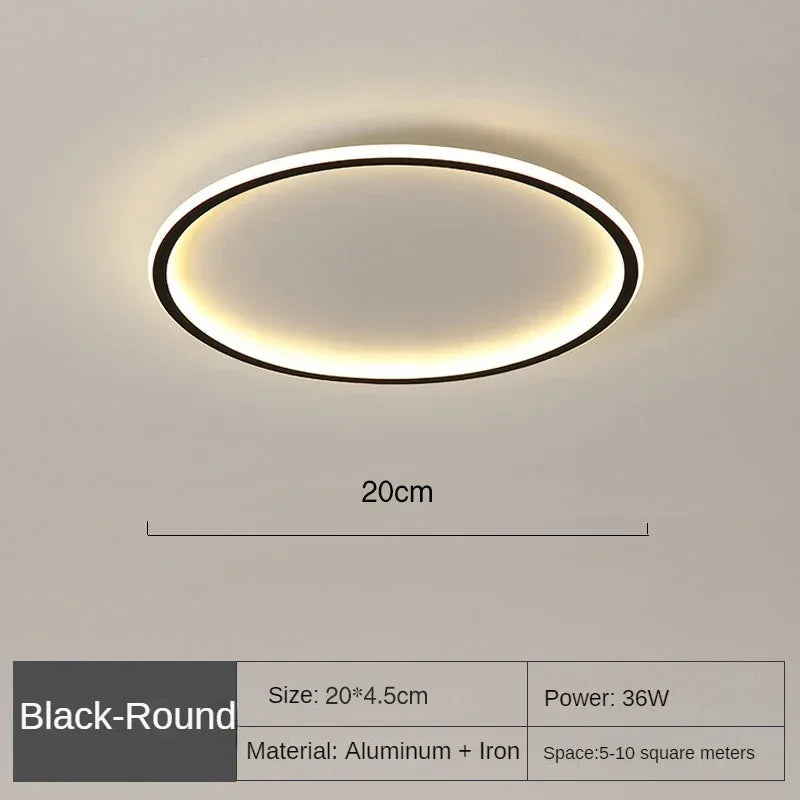 Round LED Flush Mount Ceiling Light — Modern Minimalist Design in Black, White & Gold Finish — Dimmable Nordic Style Overhead Fixture for | Thomler