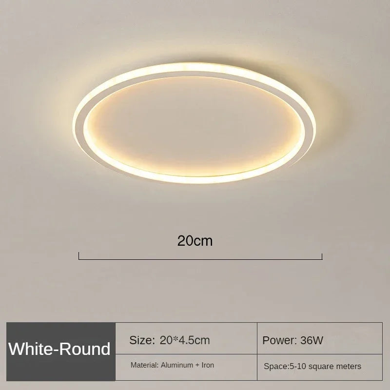 Round LED Flush Mount Ceiling Light — Modern Minimalist Design in Black, White & Gold Finish — Dimmable Nordic Style Overhead Fixture for | Thomler