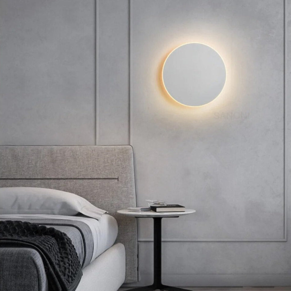 LED Circular Wall Sconce with Backlight Halo – Aluminum & Acrylic Fixture for Hallway, Bedroom, Living Room | Modern Indoor Lighting | Thomler