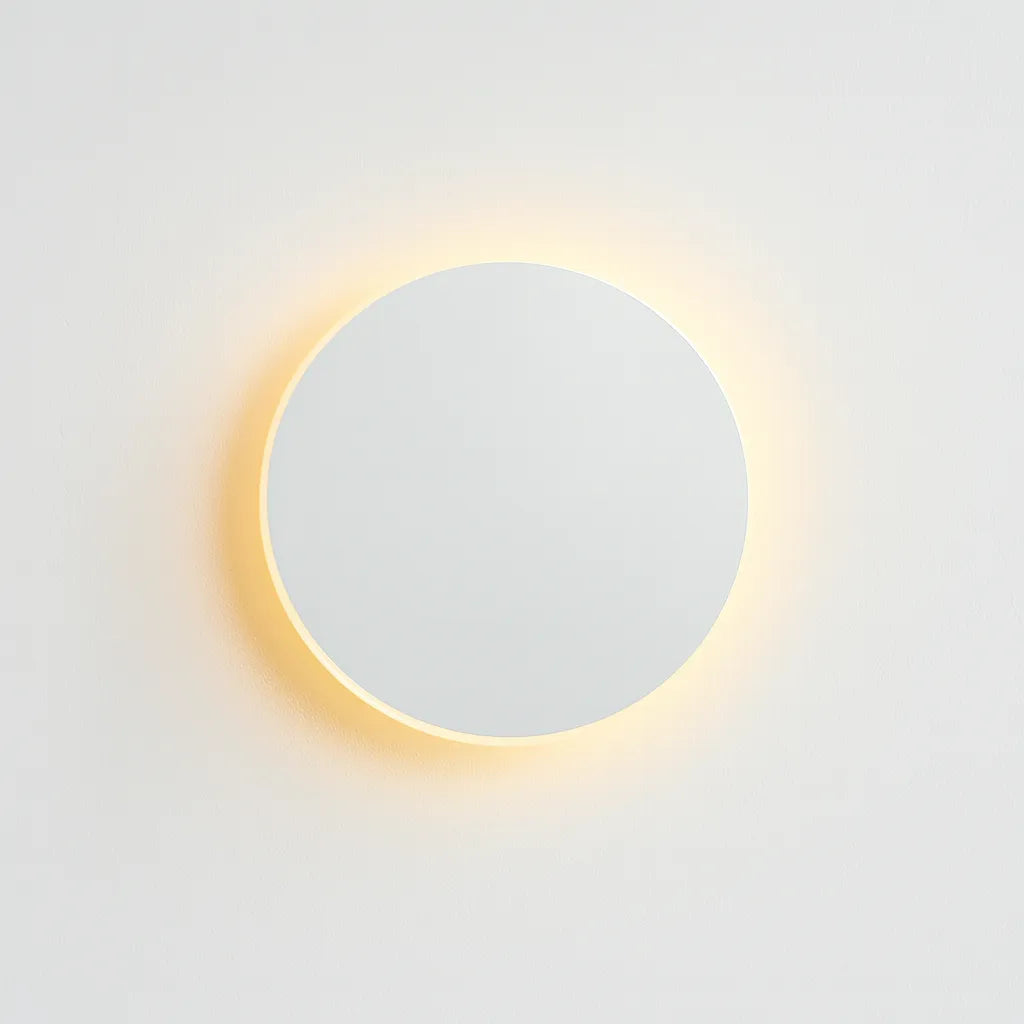 LED Circular Wall Sconce with Backlight Halo – Aluminum & Acrylic Fixture for Hallway, Bedroom, Living Room | Modern Indoor Lighting | Thomler
