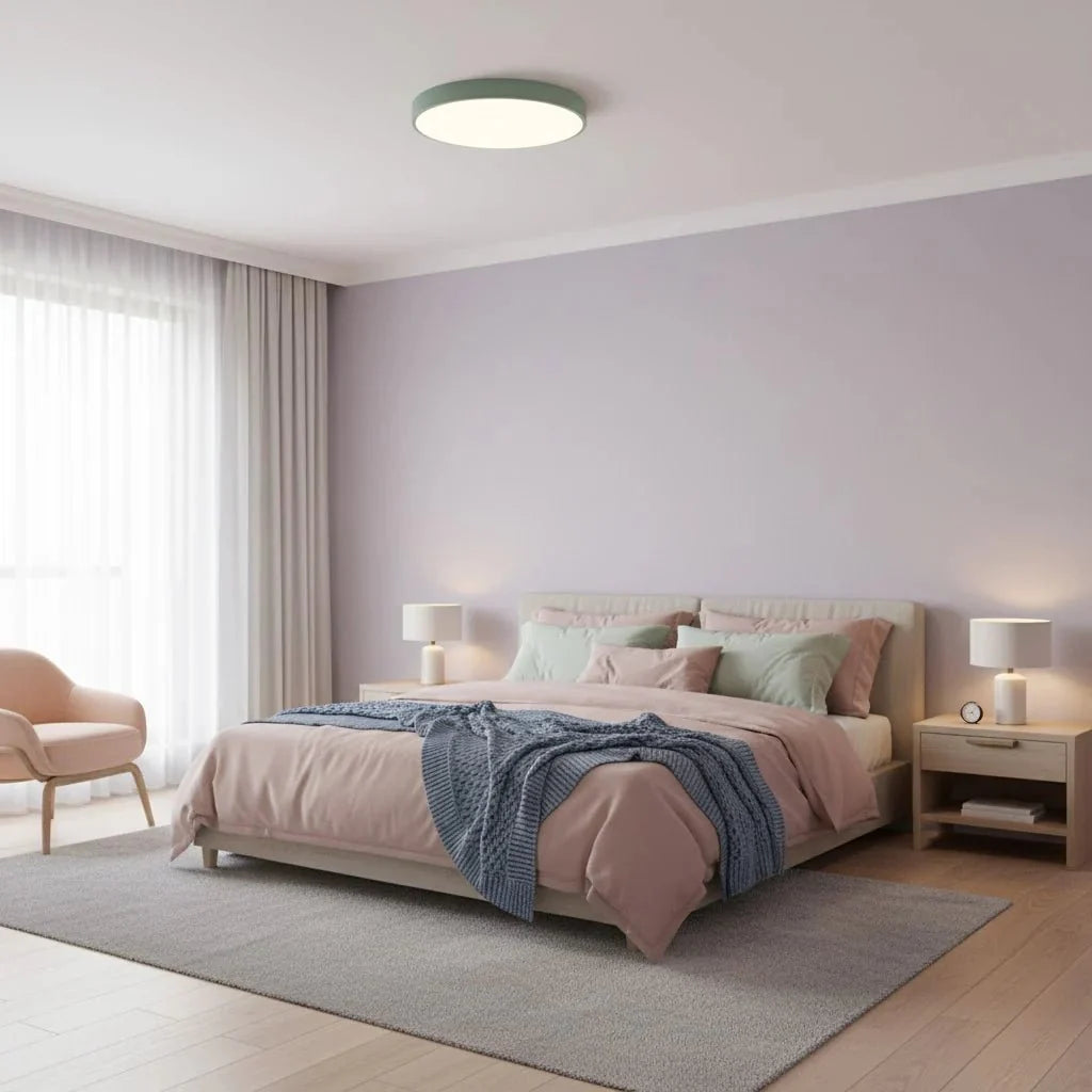 Modern Low-Profile LED Ceiling Light – 8 Vibrant Colors, Multiple Sizes, Dimmable Options for Bedroom, Living Room & Kids Spaces | Thomler