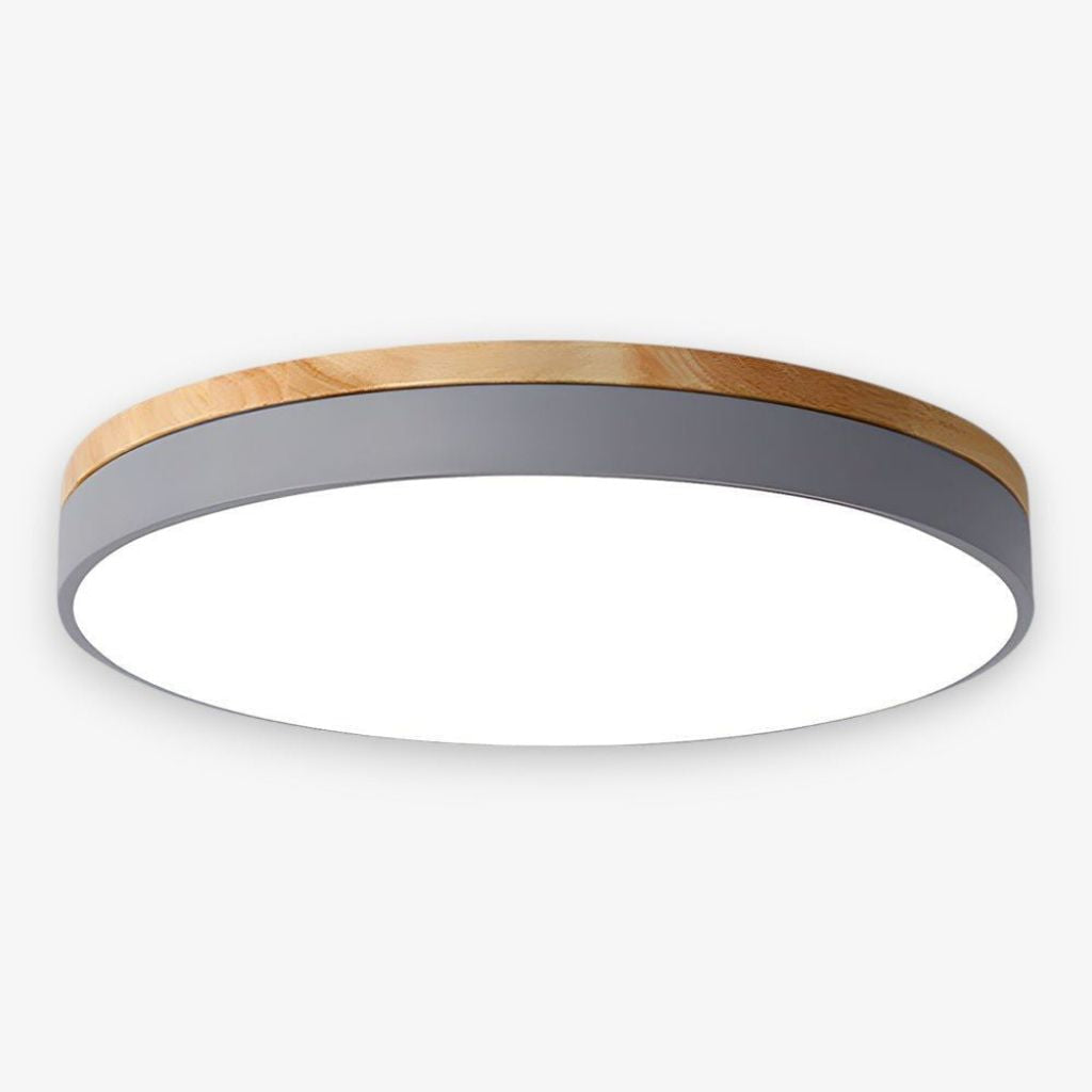 LED Flush Mount Ceiling Light Wood Frame Round Acrylic 12-20 Inch Hardwired Bedroom Living Room Office Kitchen Hallway Modern Minimalist | Thomler