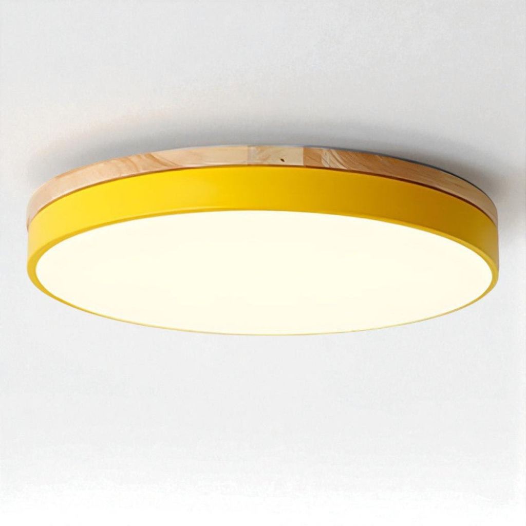 LED Flush Mount Ceiling Light Wood Frame Round Acrylic 12-20 Inch Hardwired Bedroom Living Room Office Kitchen Hallway Modern Minimalist | Thomler