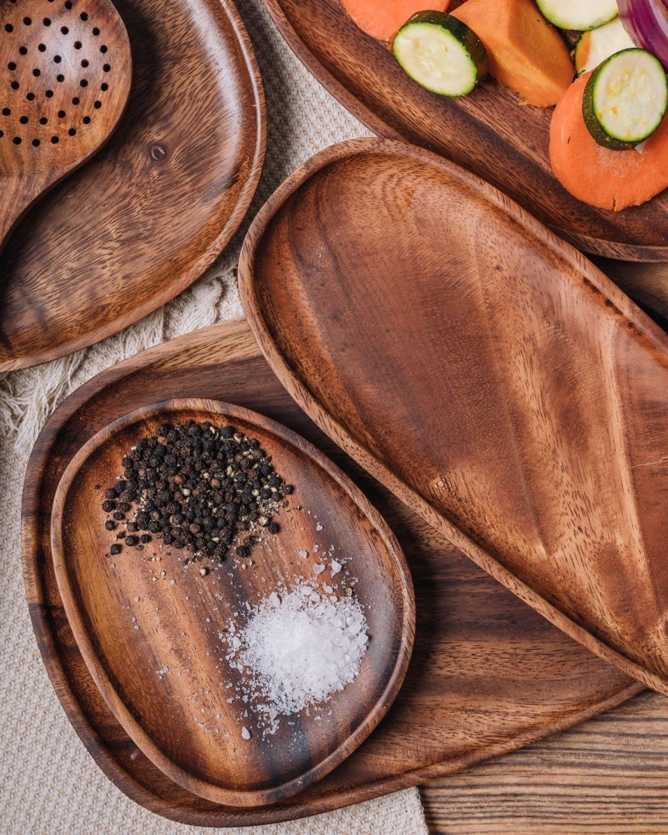 Hardwood Serving Platter Set – Natural Antibacterial Wood Tray for Cheese Boards, Appetizers & Daily Meals | Indoor Dining & Outdoor Picnics | Thomler