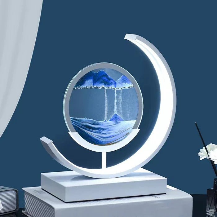 Rotating Sand Art LED Desk Lamp – Motion Sculpture with Warm Light for Office, Bedroom & Living Room Décor | Thomler
