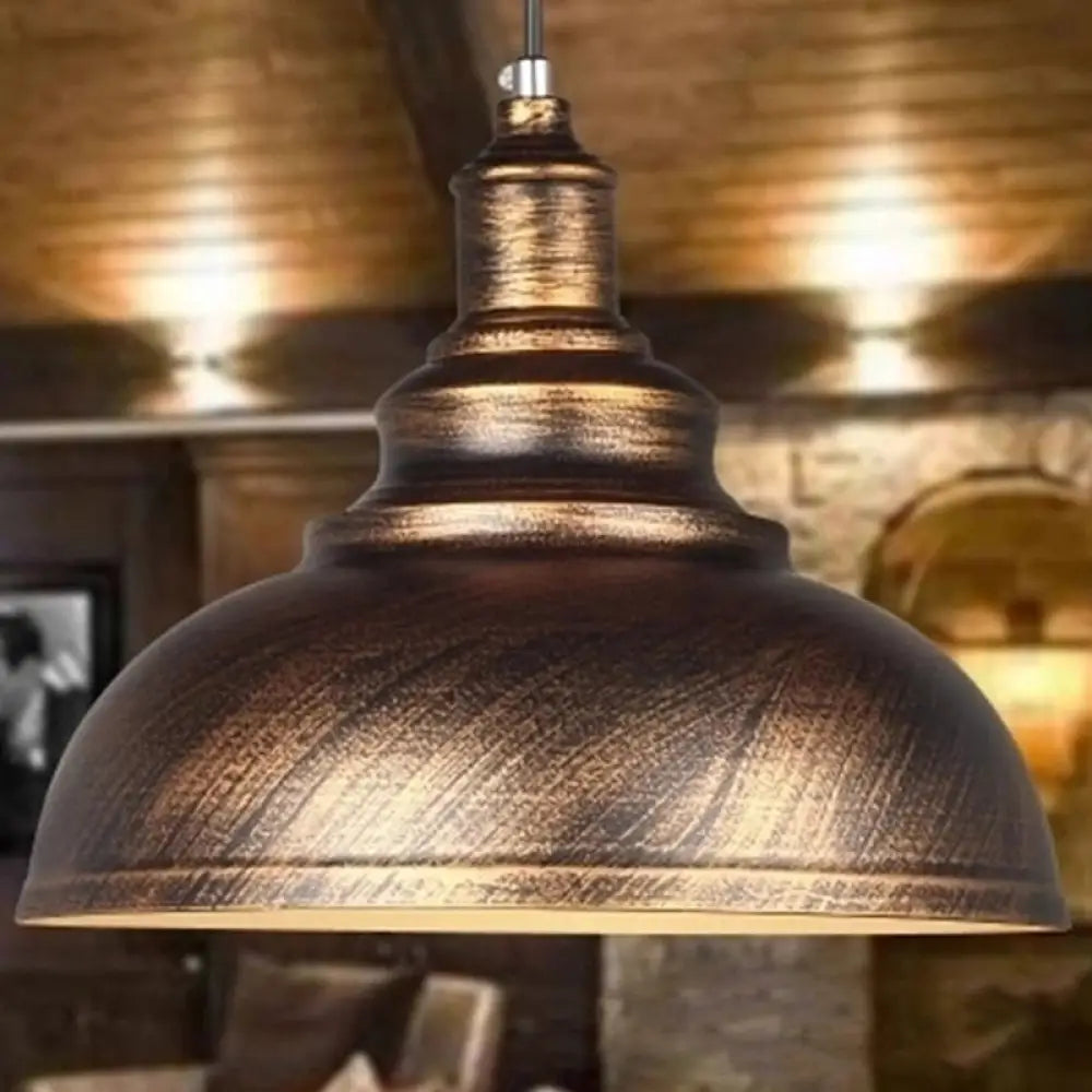 Industrial Metal Bowl Pendant Light Fixture for Kitchen Island, Dining Room & Entryway – Farmhouse Dome Hanging Ceiling Lamp | Thomler
