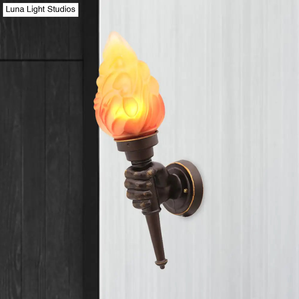 Single-Light Indoor Wall Sconce with Textured Glass Shade for Hallway, Living Room & Bedroom | Metal Bronze Finish Fixture with E26 Socket | Thomler