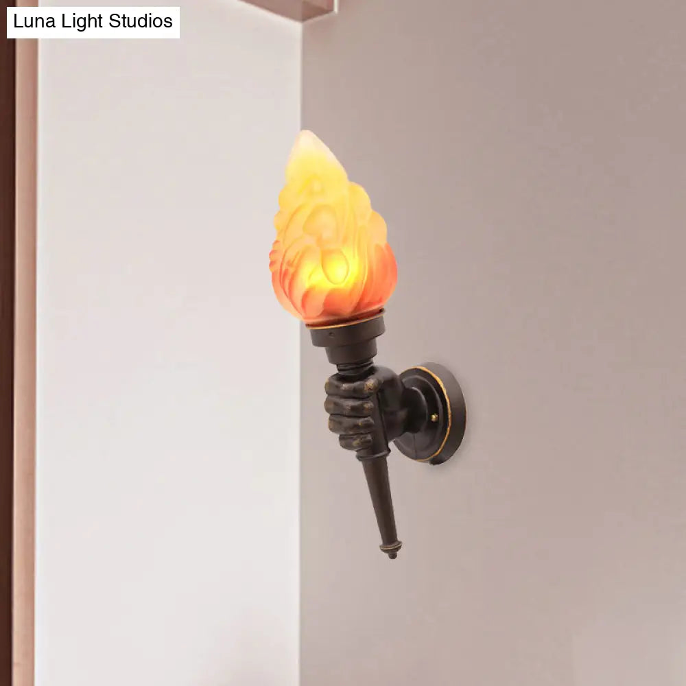 Single-Light Indoor Wall Sconce with Textured Glass Shade for Hallway, Living Room & Bedroom | Metal Bronze Finish Fixture with E26 Socket | Thomler