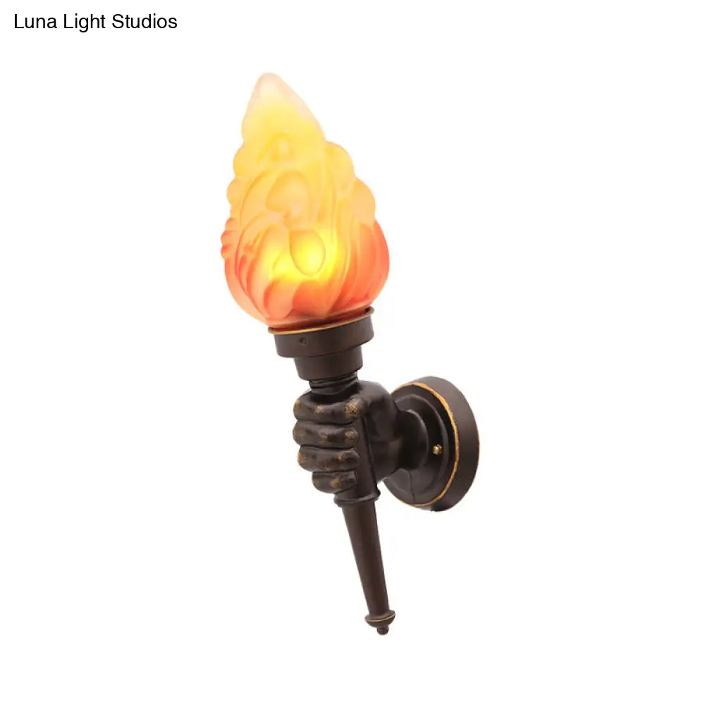 Single-Light Indoor Wall Sconce with Textured Glass Shade for Hallway, Living Room & Bedroom | Metal Bronze Finish Fixture with E26 Socket | Thomler