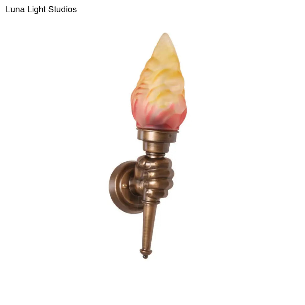 Single-Light Indoor Wall Sconce with Textured Glass Shade for Hallway, Living Room & Bedroom | Metal Bronze Finish Fixture with E26 Socket | Thomler
