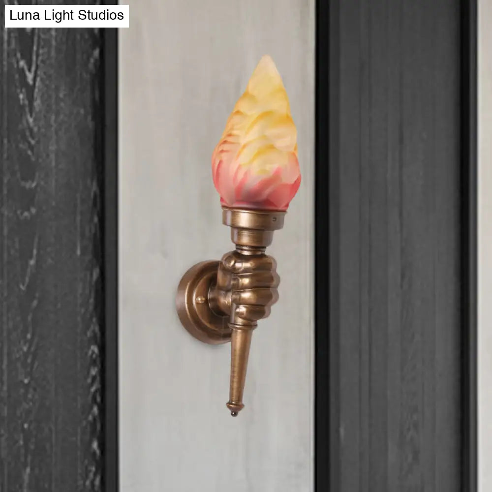 Single-Light Indoor Wall Sconce with Textured Glass Shade for Hallway, Living Room & Bedroom | Metal Bronze Finish Fixture with E26 Socket | Thomler