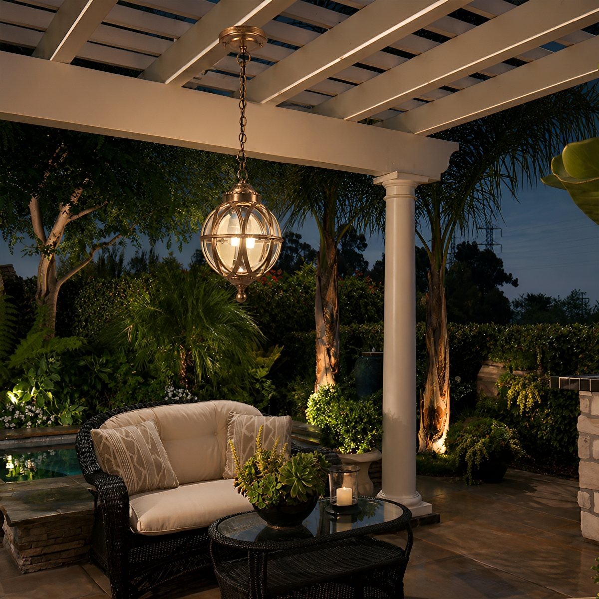 Weather-Resistant Sphere Hanging Fixture for Porch and Patio Lighting | Thomler