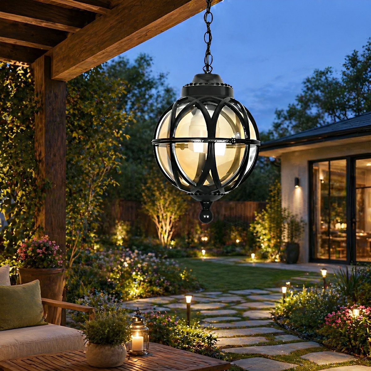 Weather-Resistant Sphere Hanging Fixture for Porch and Patio Lighting | Thomler