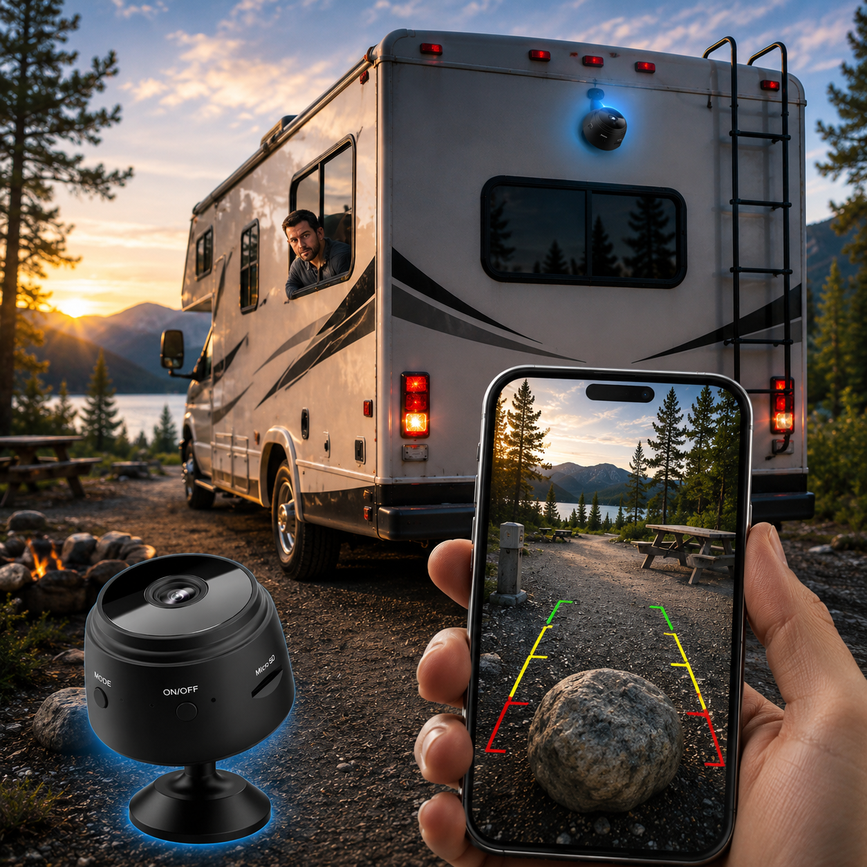 Rechargeable Rear-View Camera with Infrared Vision & Alert System for RVs, Campers & Trucks | Thomler