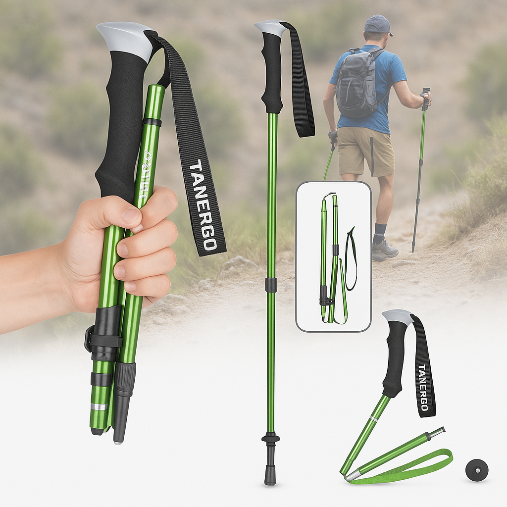 Walking Poles Alloy Adjustable 110.0–135.0 cm Hiking Trekking Foldable 35.0 cm Ergonomic Trail Support Sticks | Thomler
