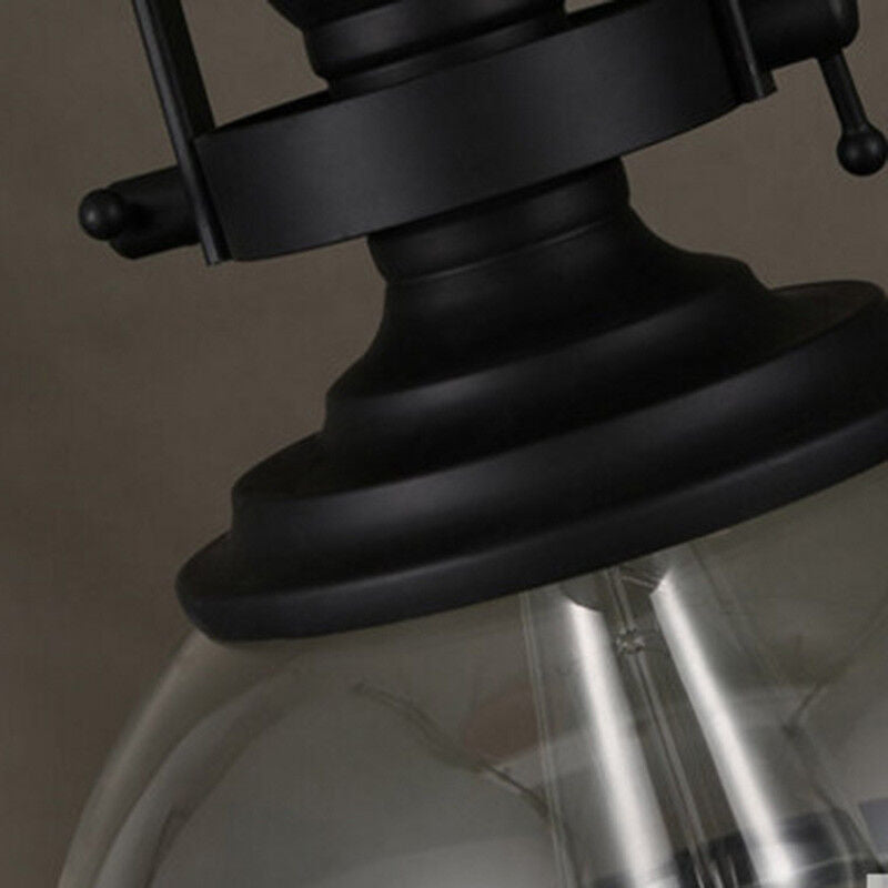 Glass Bowl Pendant Light Industrial Retro Style Hanging Ceiling Fixture Iron Frame E27 Socket for Dining Room Kitchen Island Living Room | Thomler