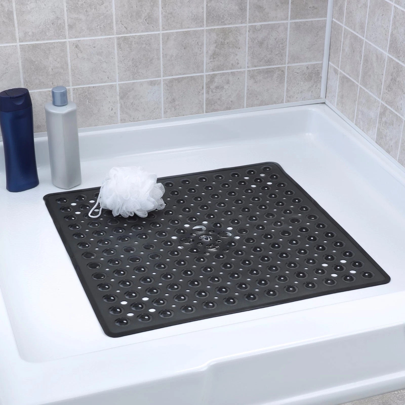 Anti-Slip Shower Mat with Suction Cups – Square PVC Tub Floor Protector for Kids, Seniors & Modern Bathrooms | Thomler