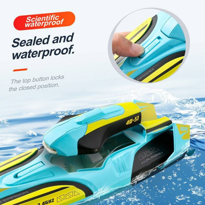 Remote Control Speed Boat 22 MPH Twin Motor Racing RC Boat with LED Lights 2.4GHz 328ft Range Waterproof High Speed RC Boat for Lakes | Thomler