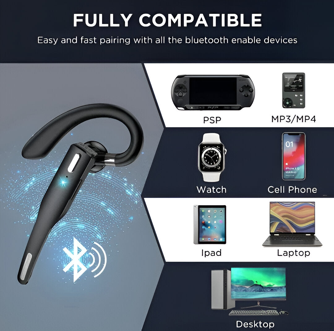 Over-Ear Bluetooth Headset with Dual Microphone Noise Reduction for Calls and Work | Professional Hands-Free Earpiece for Truckers Drivers R | Thomler