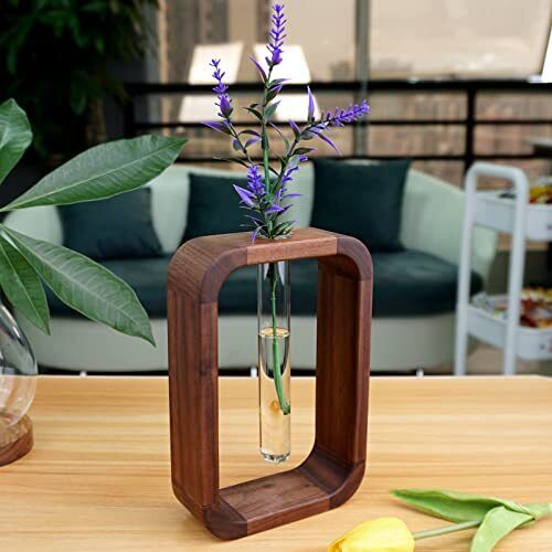 Plant Propagator Glass and Wood 10 in Indoor Gardening Medium Large Hydroponic Vase | Thomler
