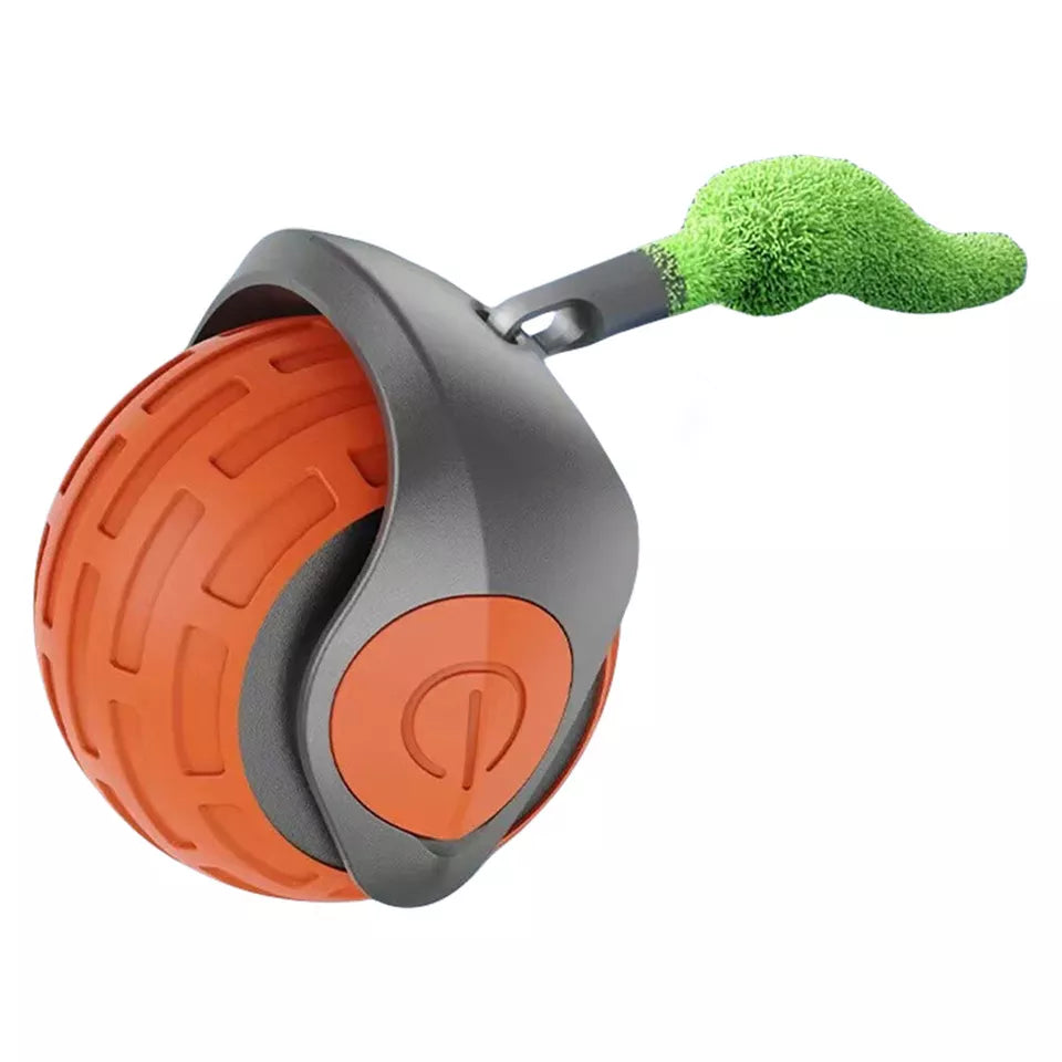 Self-Rolling Cat Ball with Feather Tail for Indoor Play – USB Rechargeable Obstacle-Sensing Pet Entertainment Toy | Thomler