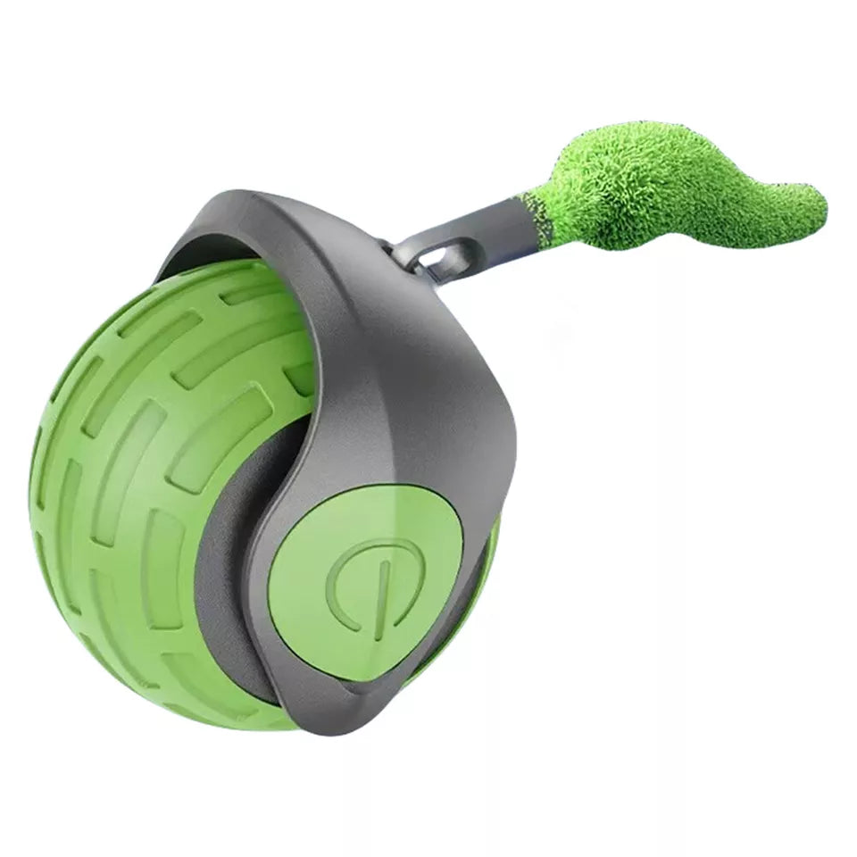 Self-Rolling Cat Ball with Feather Tail for Indoor Play – USB Rechargeable Obstacle-Sensing Pet Entertainment Toy | Thomler