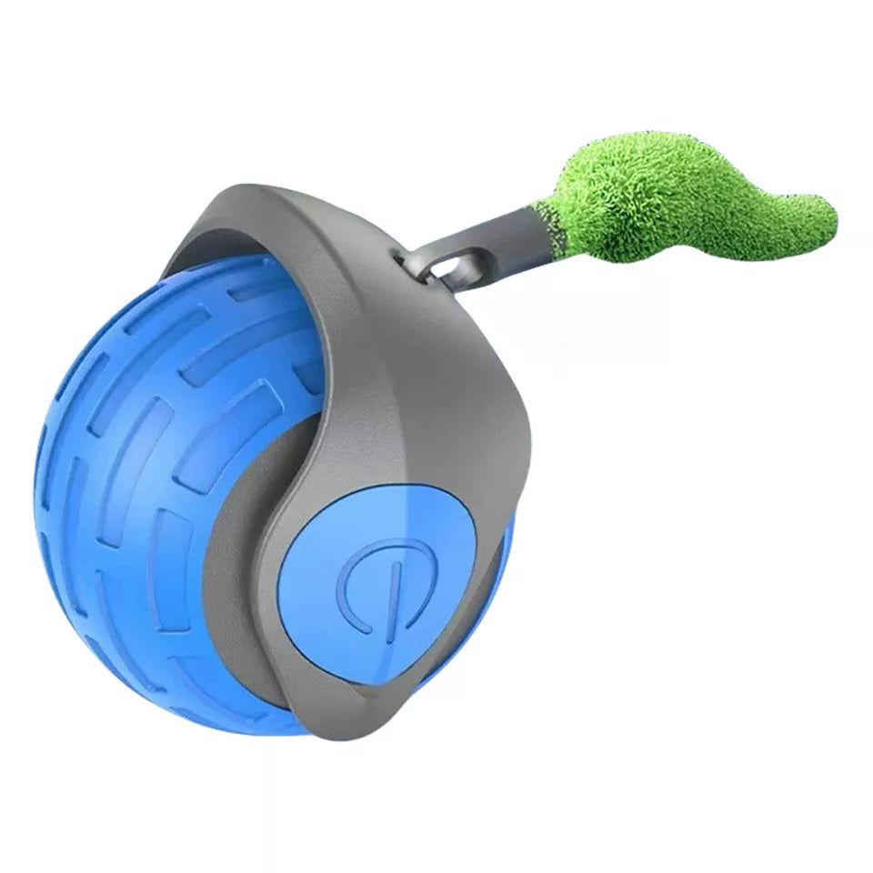 Self-Rolling Cat Ball with Feather Tail for Indoor Play – USB Rechargeable Obstacle-Sensing Pet Entertainment Toy | Thomler