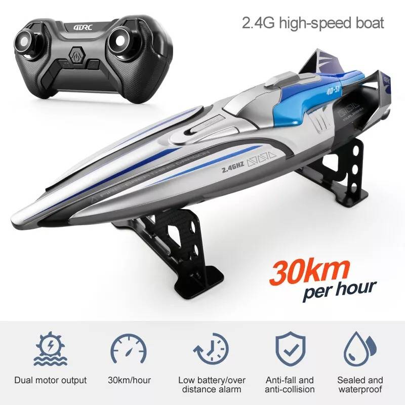 Remote Control Speed Boat 22 MPH Twin Motor Racing RC Boat with LED Lights 2.4GHz 328ft Range Waterproof High Speed RC Boat for Lakes | Thomler