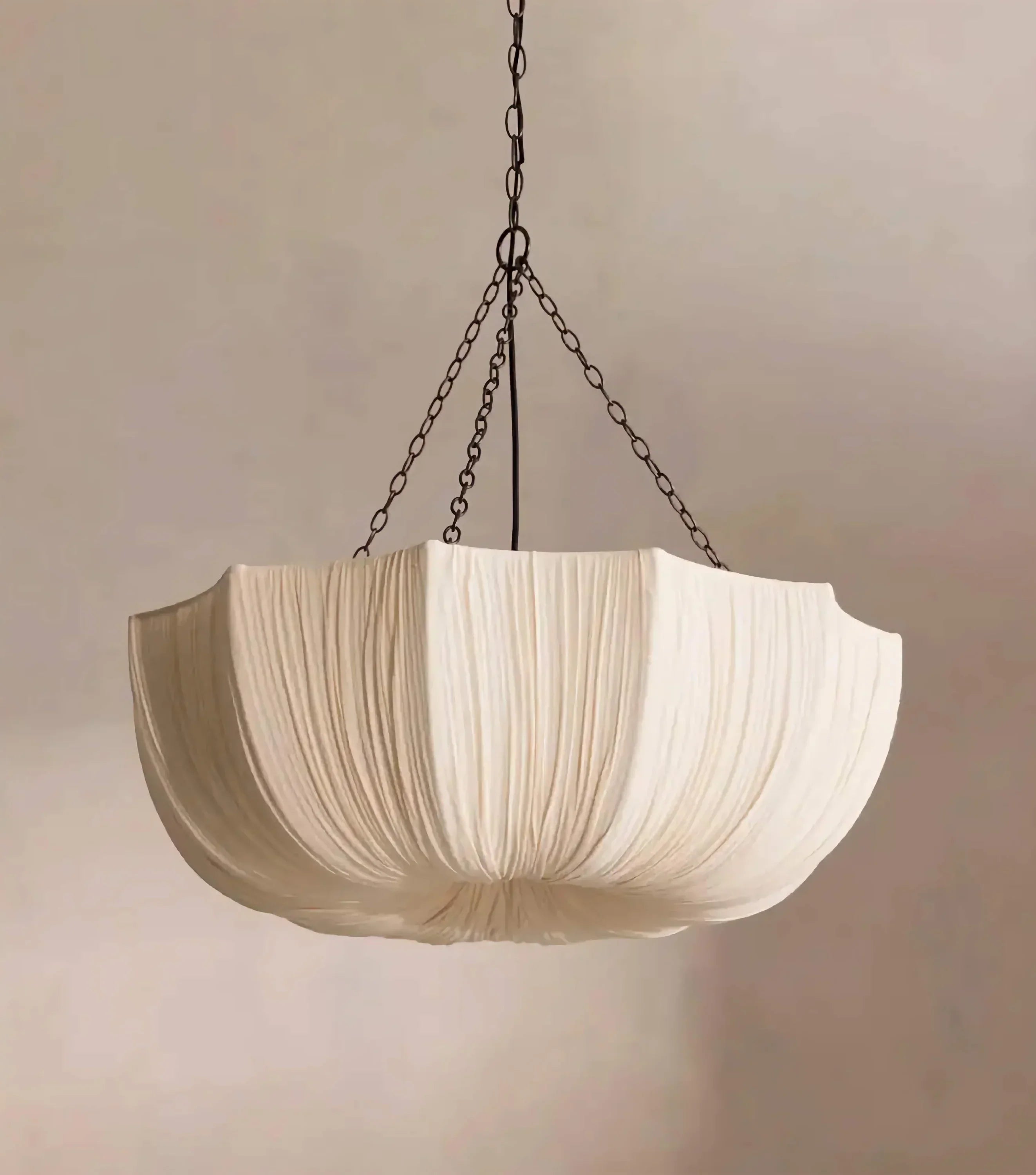 Pendant Light Pleated Fabric 100.0 cm White Dining Room Bedroom Hanging Ceiling Lamp Japandi Scandinavian Organic Modern | Thomler