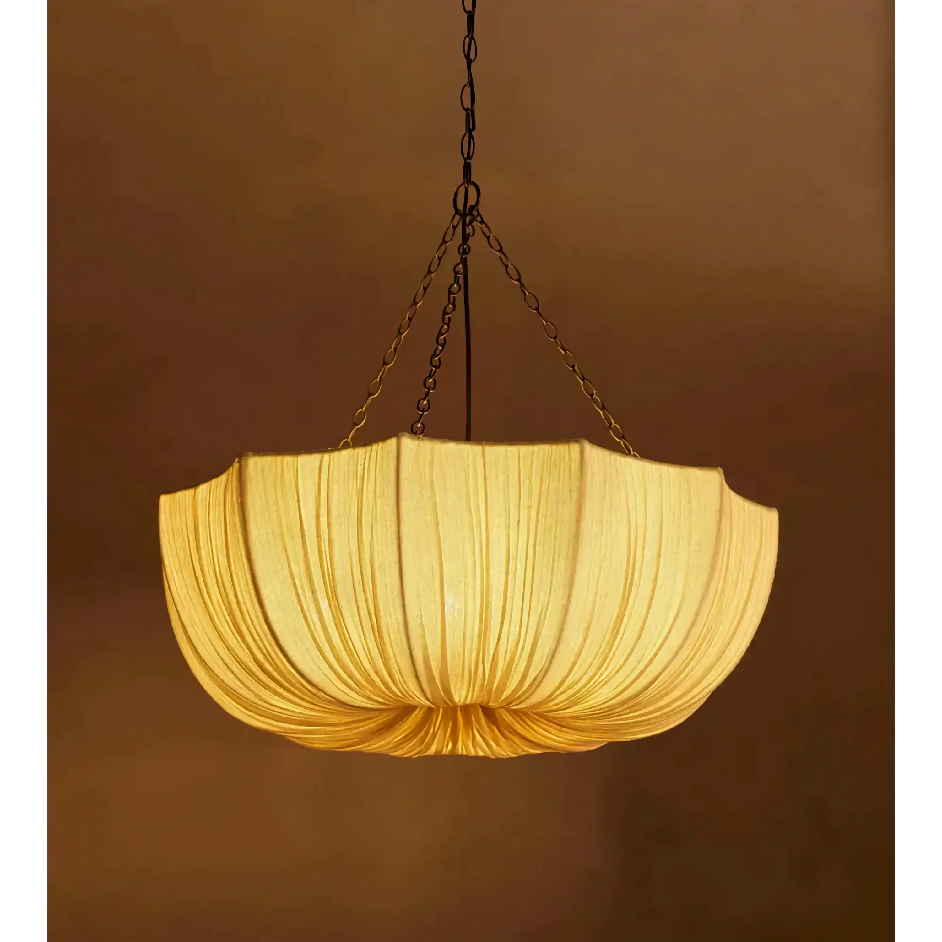 Pendant Light Pleated Fabric 100.0 cm White Dining Room Bedroom Hanging Ceiling Lamp Japandi Scandinavian Organic Modern | Thomler