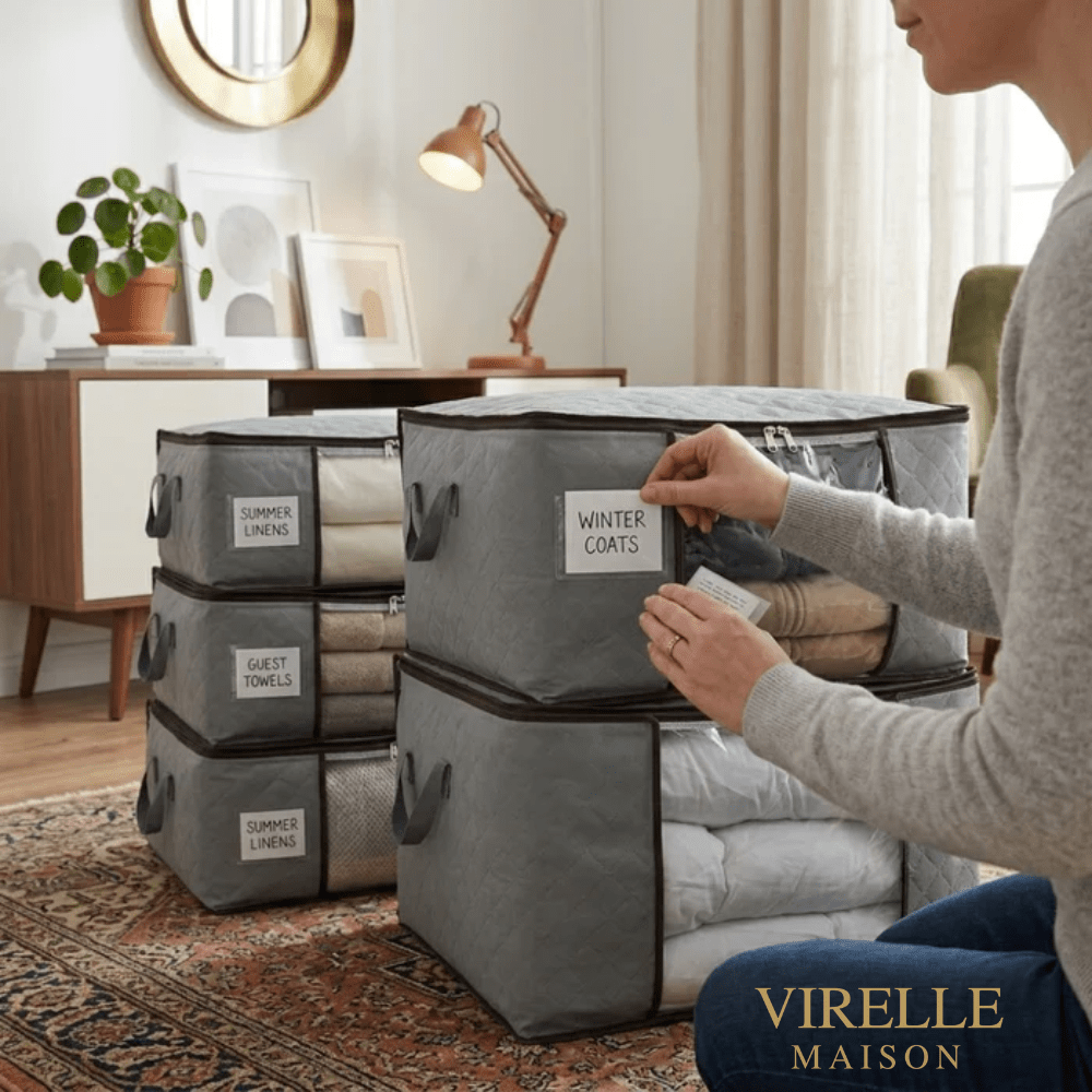 Breathable Fabric Storage Bin with Clear Window – 24×16×14 in – Organizer for Closet or Wardrobe | Thomler