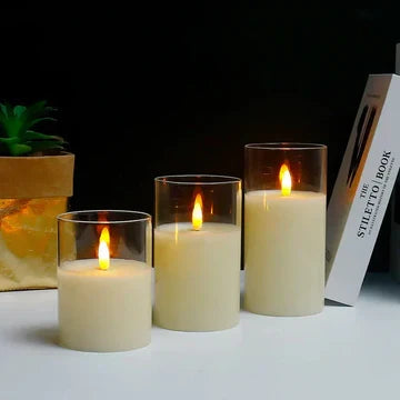 Flameless LED Candles with Flickering Light Effect, Remote Control Battery Operated Pillar Candles for Home Decor, Living Room, Bedroom | Thomler