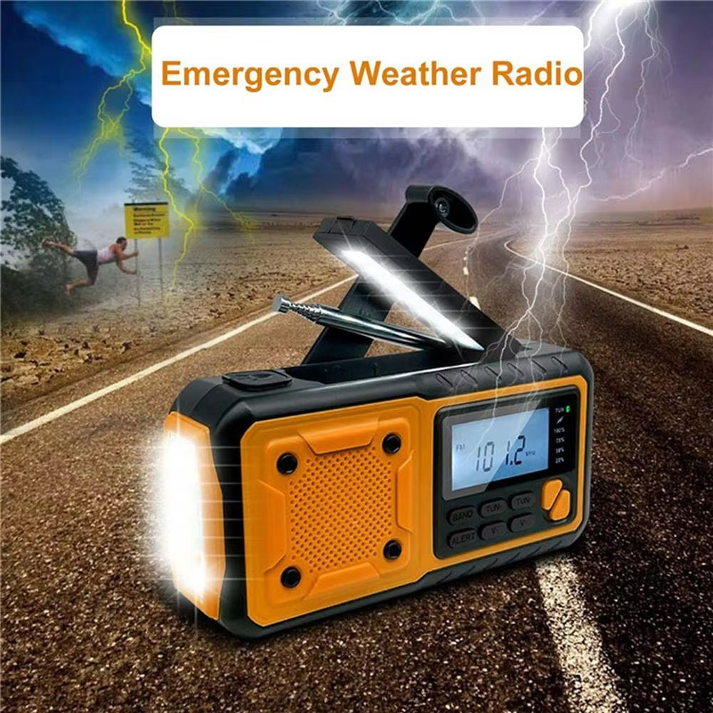 Hand-Crank Weather Radio with Phone Charger, Flashlight & Solar Power for Camping, Storms & Blackouts | Thomler