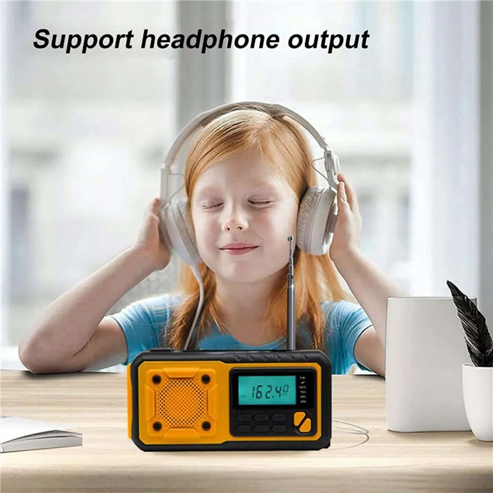 Hand-Crank Weather Radio with Phone Charger, Flashlight & Solar Power for Camping, Storms & Blackouts | Thomler