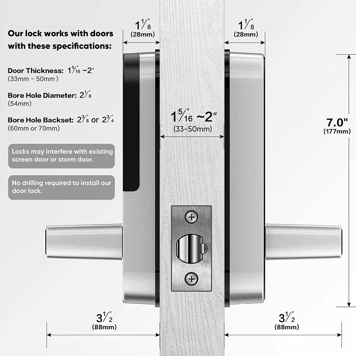 Biometric Door Lock with Fingerprint Scanner & App Control – 5 Entry Methods, 200 User Capacity | Thomler