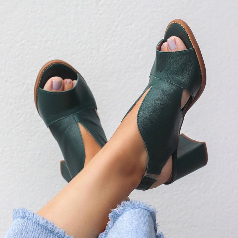 Blokhak Sandalen Dames Open Teen Elegant | Navando