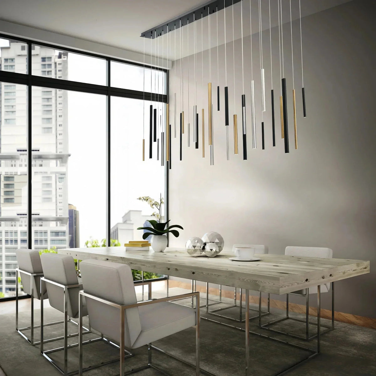 Adjustable Aluminum Tube LED Ceiling Light for Dining Room Kitchen Island Modern Spot Lighting Fixture Sleek Metal Design | Thomler