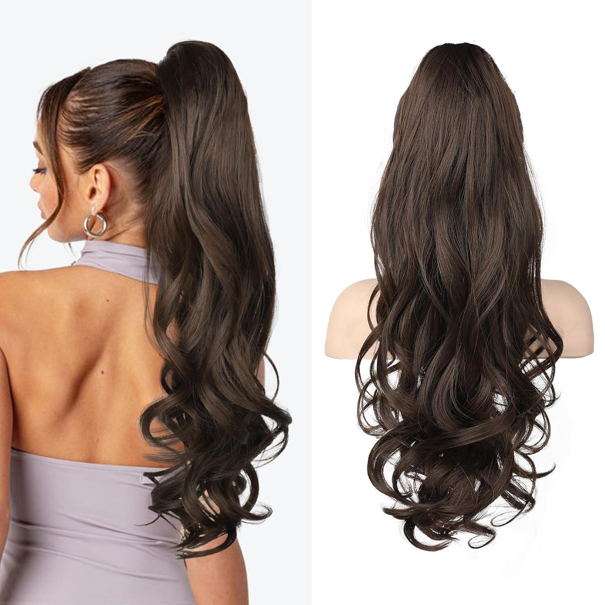 22-Inch Clip-On Ponytail Hair Extension for Instant Volume & Length – Synthetic Fiber, Heat-Safe, Secure Wrap Tie – for Everyday or | Thomler