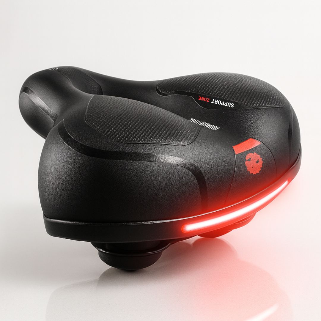 Cushioned Bicycle Seat with Built-In Suspension & Reflector for Road & Mountain Bikes, Comfort Gel Foam Padded Bike Saddle for Men Women | Thomler