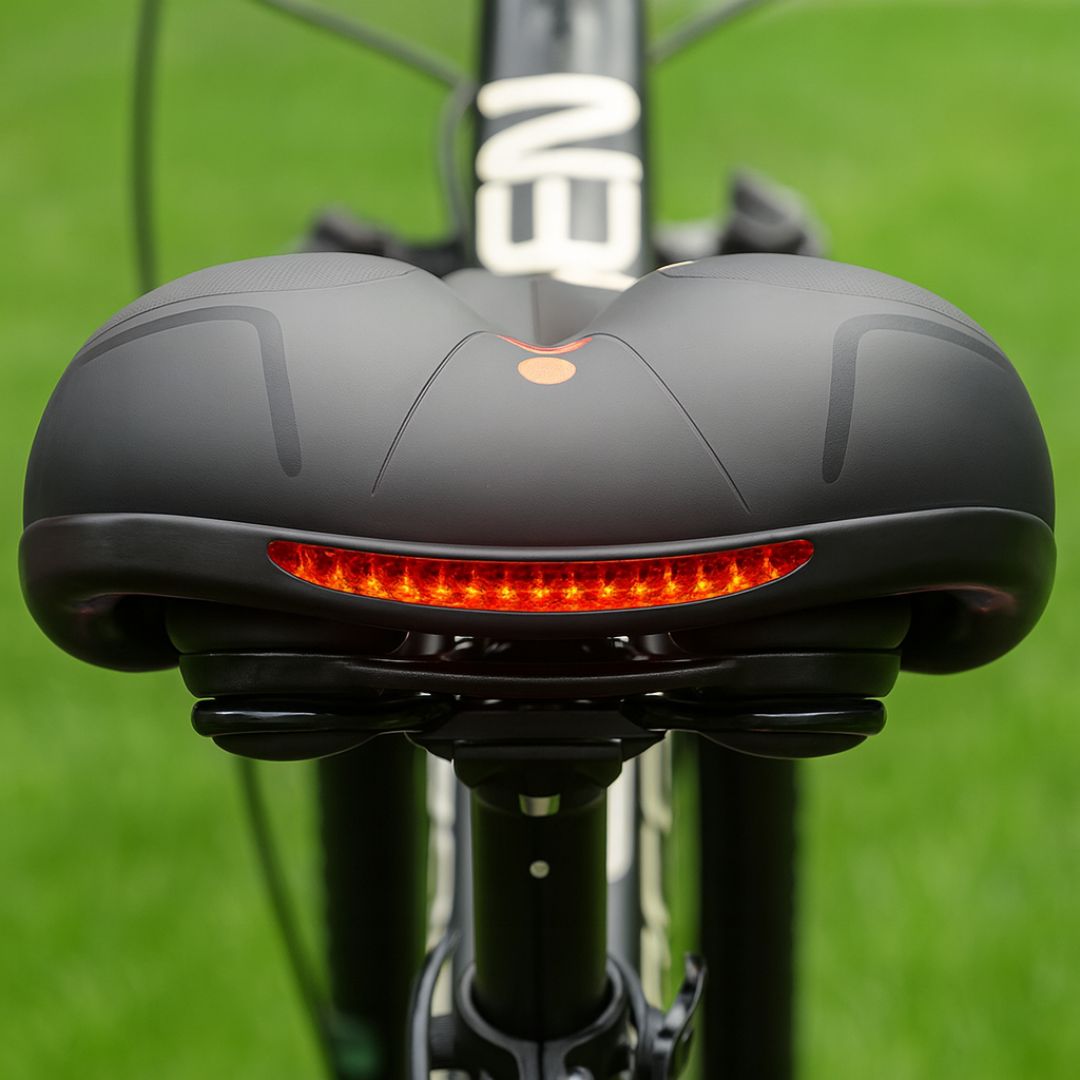 Cushioned Bicycle Seat with Built-In Suspension & Reflector for Road & Mountain Bikes, Comfort Gel Foam Padded Bike Saddle for Men Women | Thomler