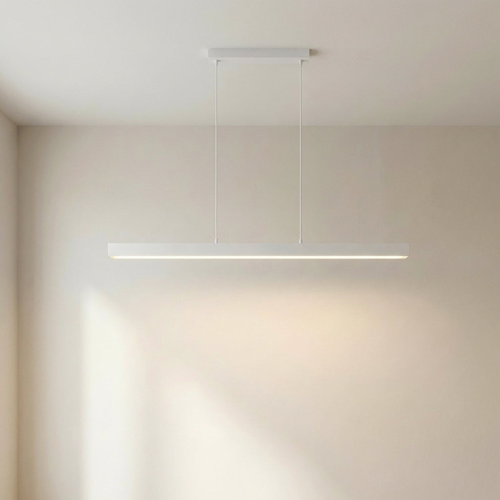 Linear Wood and Metal Pendant Light – Modern Minimalist Dining Room Chandelier – Warm White LED – 31.5 to 47 Inch – Hardwired Ceiling | Thomler