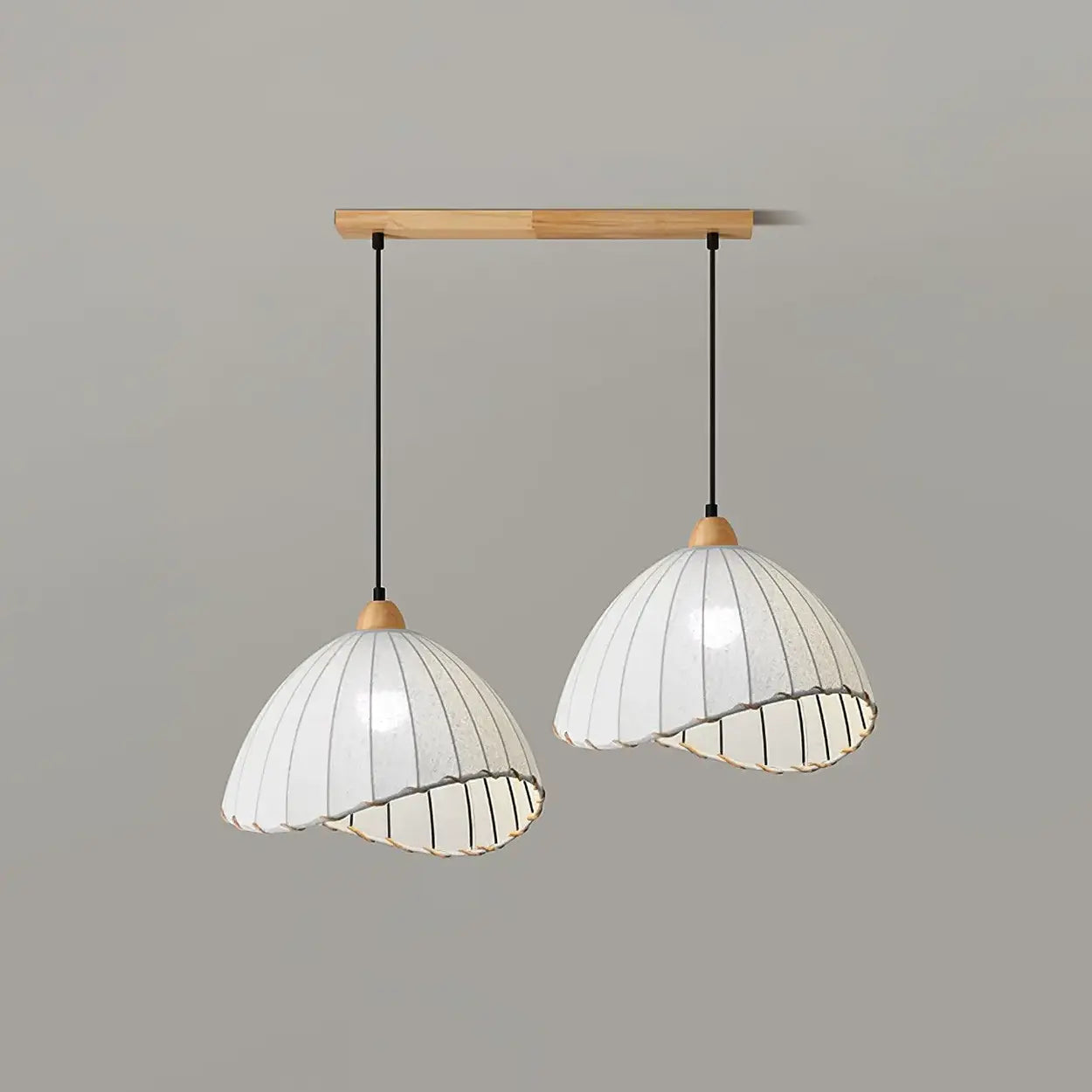 Pendant Light Wood Fabric Shade 150.0 cm 59.1 Inch Dining Room Scandinavian Japandi Hanging Ceiling Lamp E27 | Thomler