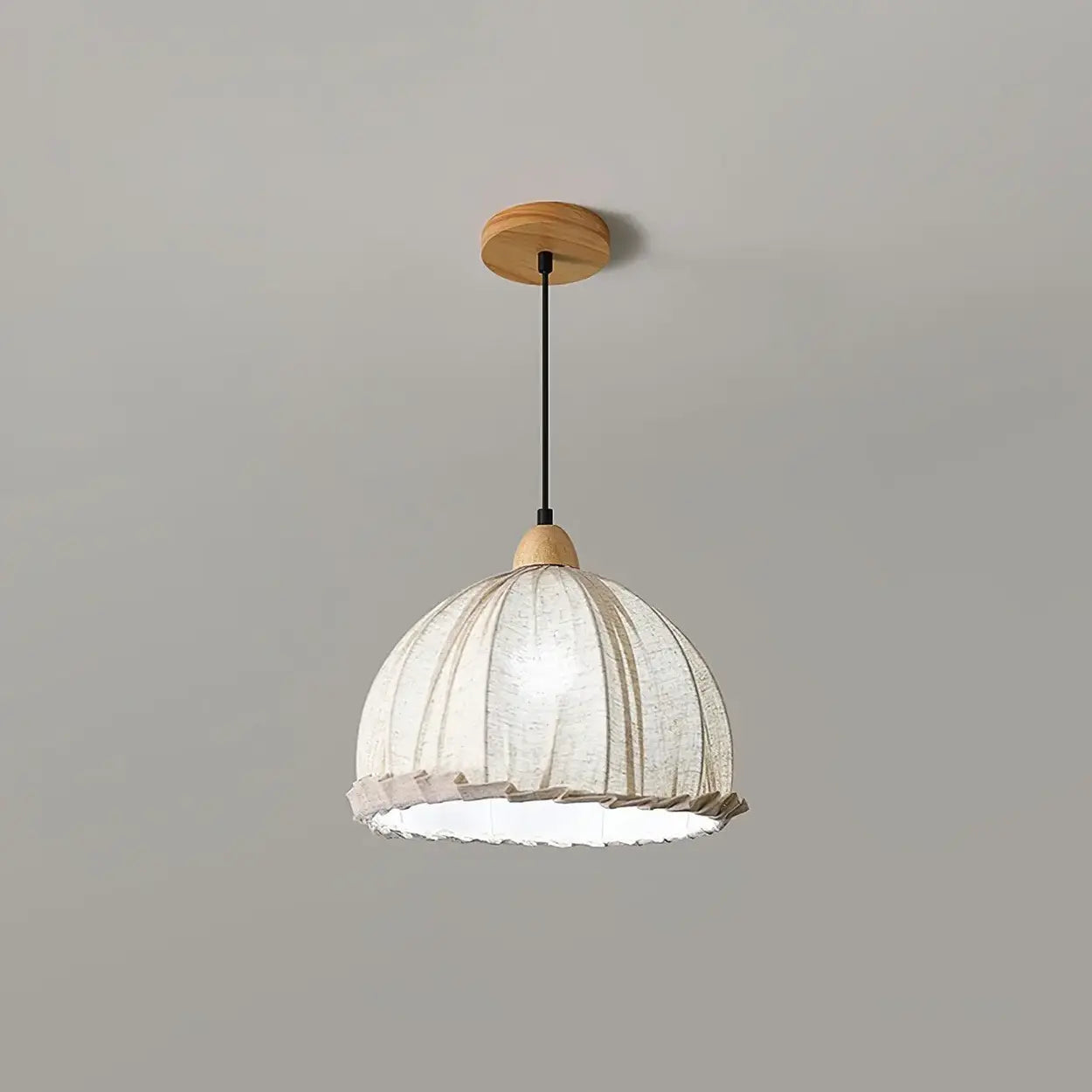 Pendant Light Wood Fabric Shade 150.0 cm 59.1 Inch Dining Room Scandinavian Japandi Hanging Ceiling Lamp E27 | Thomler