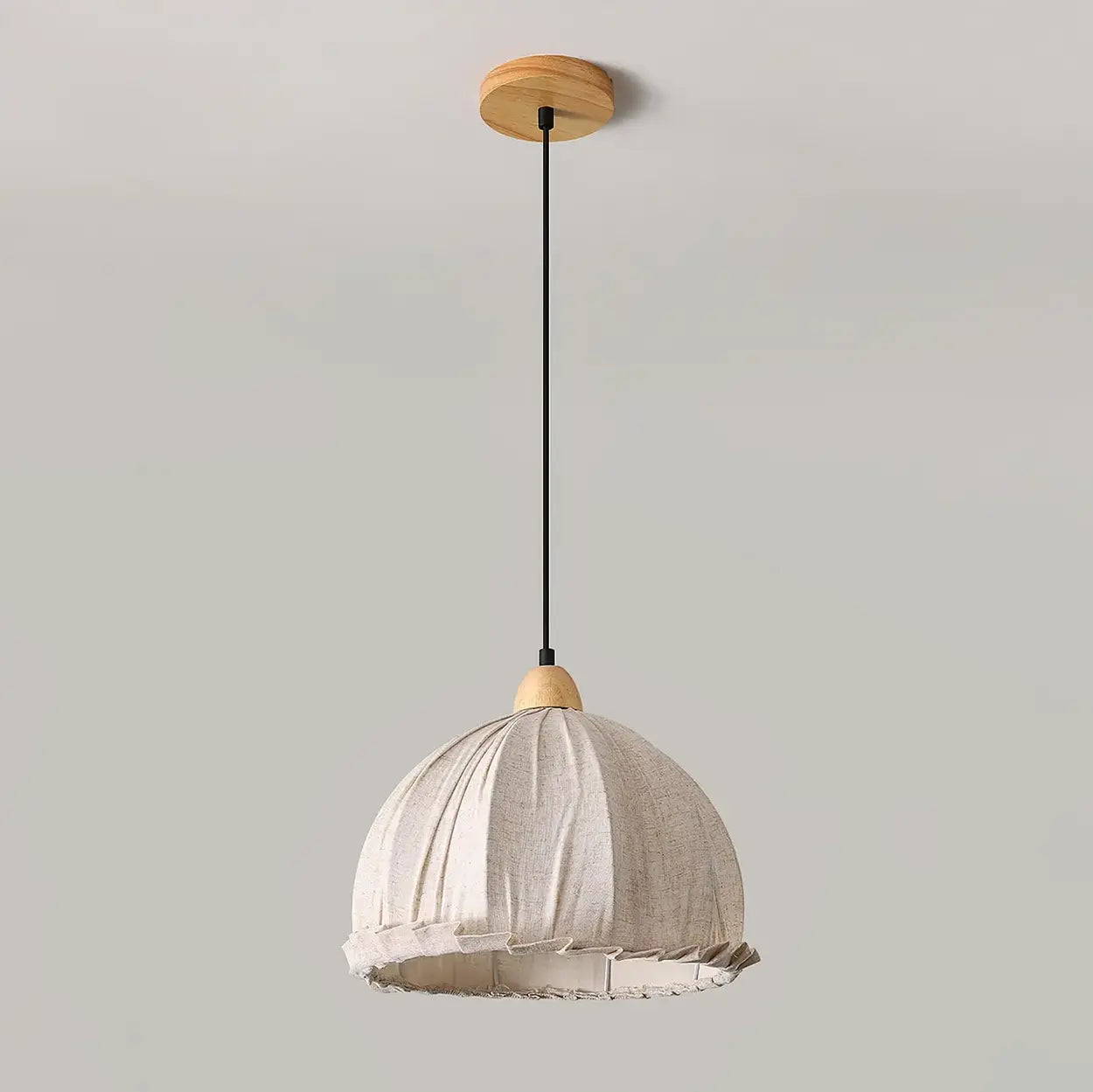 Pendant Light Wood Fabric Shade 150.0 cm 59.1 Inch Dining Room Scandinavian Japandi Hanging Ceiling Lamp E27 | Thomler