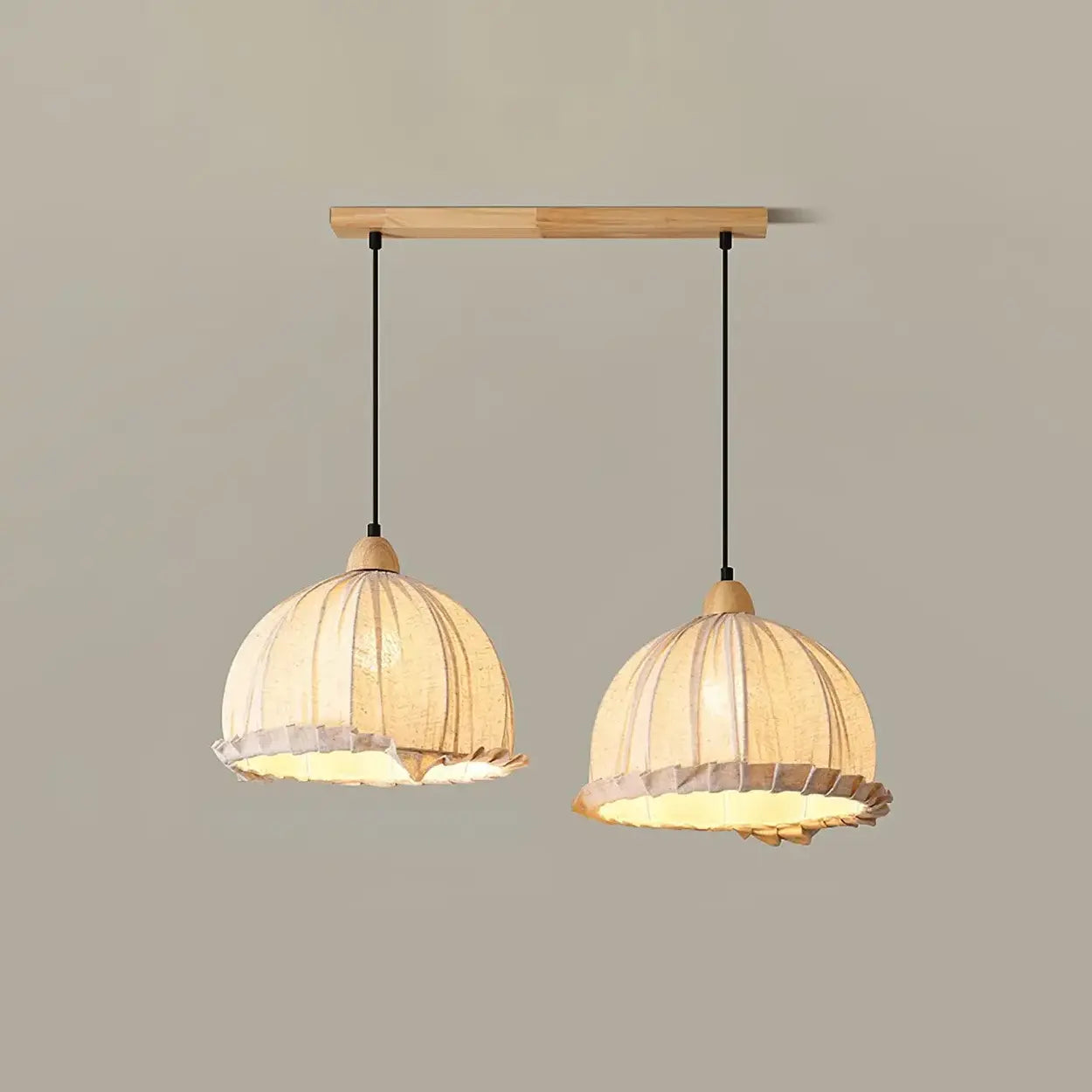 Pendant Light Wood Fabric Shade 150.0 cm 59.1 Inch Dining Room Scandinavian Japandi Hanging Ceiling Lamp E27 | Thomler